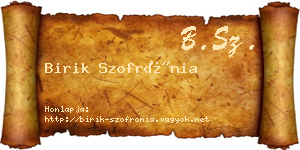 Birik Szofrónia névjegykártya